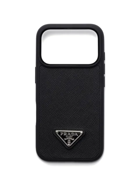 Prada enamelled triangle leather phone case iPhone 17 Pro