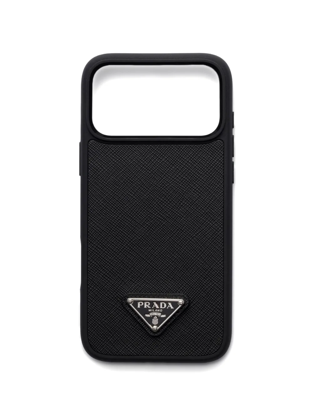 Prada enameled triangle leather phone case iPhone 17 Pro Max - Nero