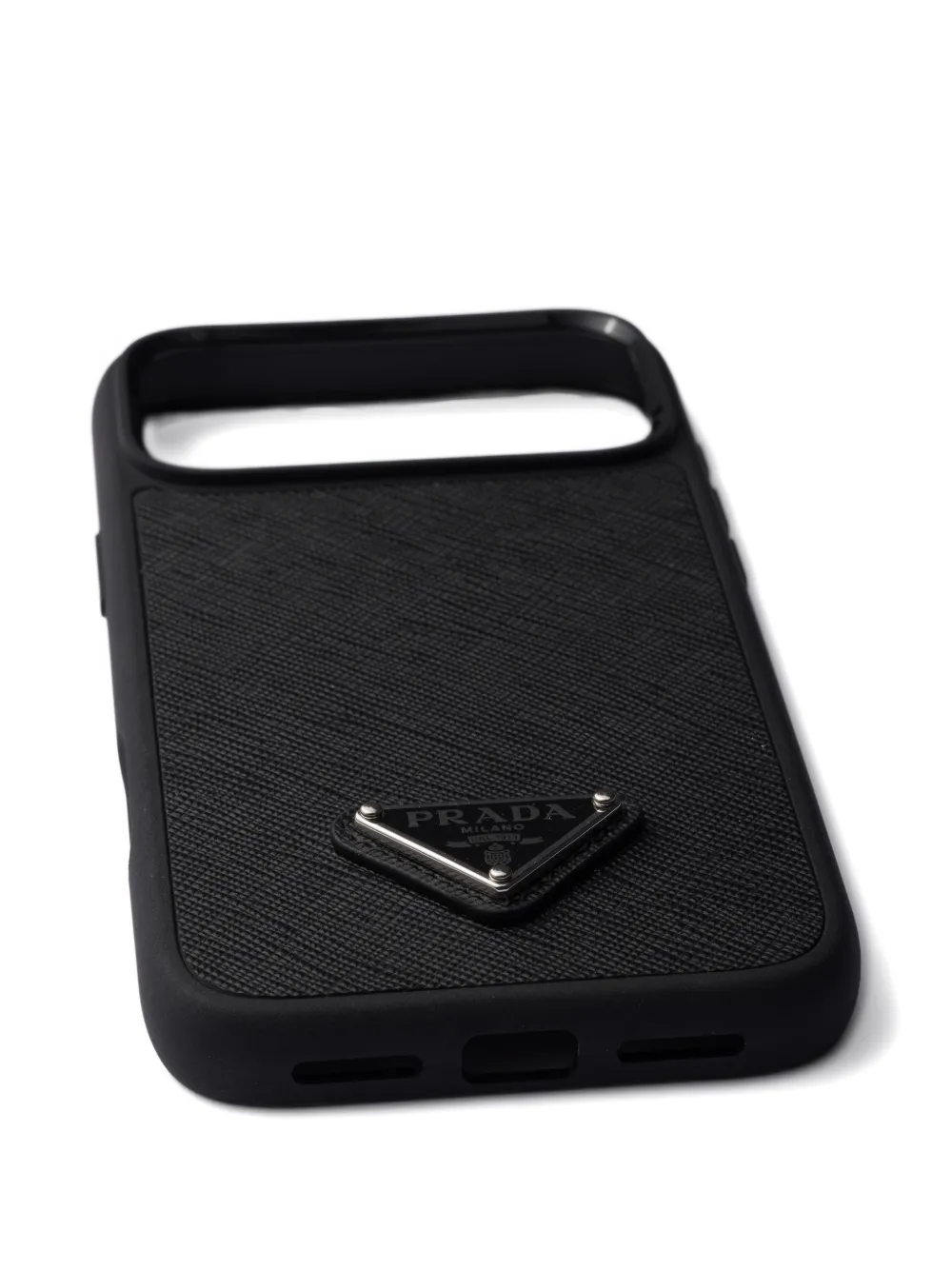  Prada Enameled Triangle Leather Phone Case Iphone 17 Pro Max - Black 