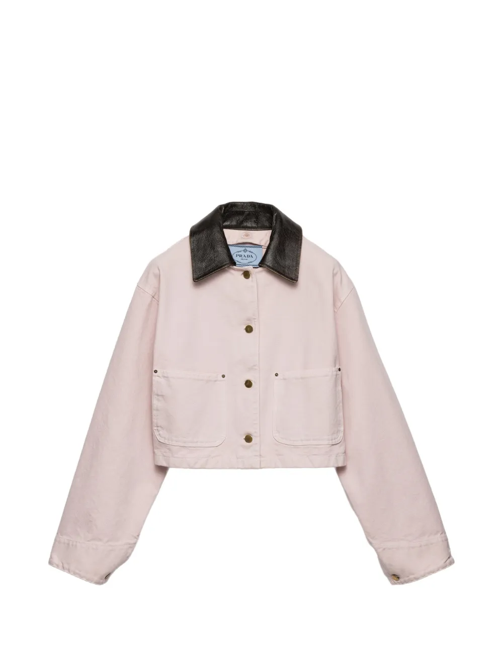 Prada leather collar patch-pockets jacket - Rosa