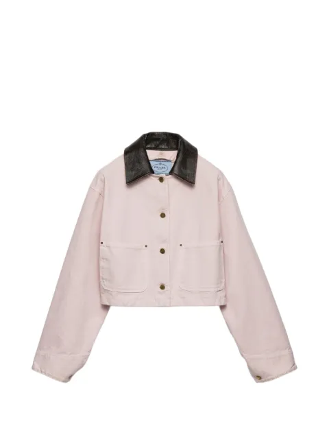 Prada leather collar patch-pockets jacket