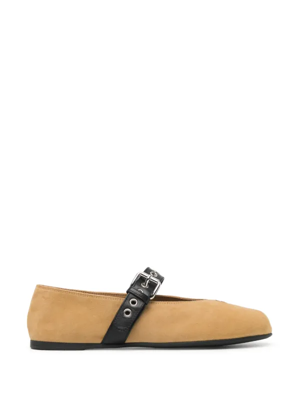 Miu Miu Suede Ballet Flats in Neutrals