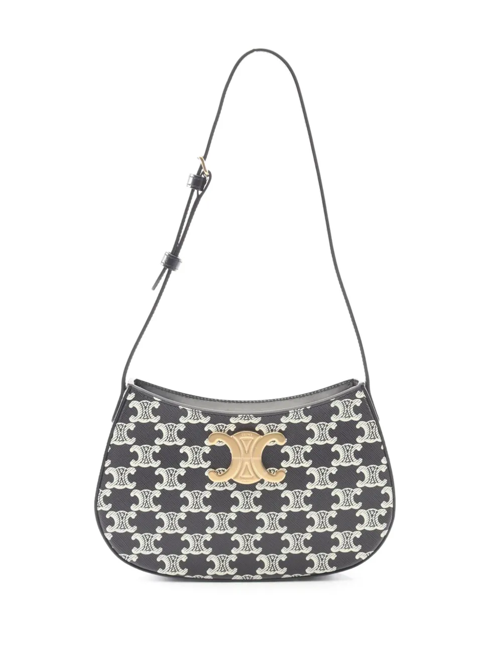 Celine Pre-Owned Borsa a spalla Tilly media in tela cerata Triomphe 2021-2026 - Nero