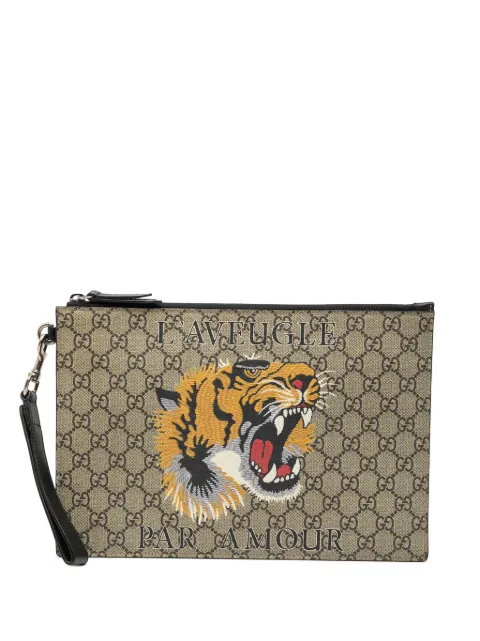 Gucci Pre-Owned 2000-2015 GG Supreme Tiger clutch bag