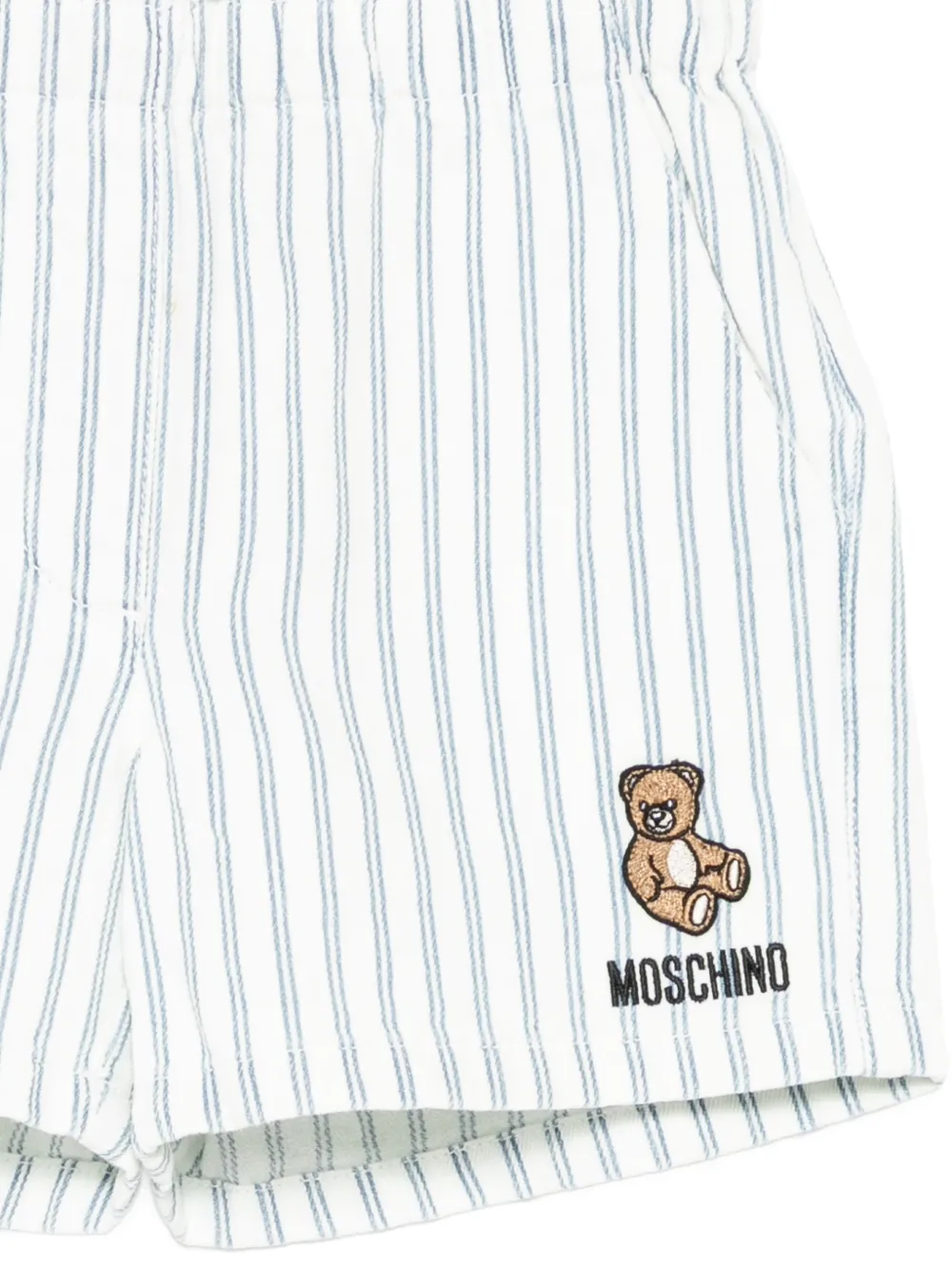 Moschino Kids Gestreepte shorts met teddybeer Wit