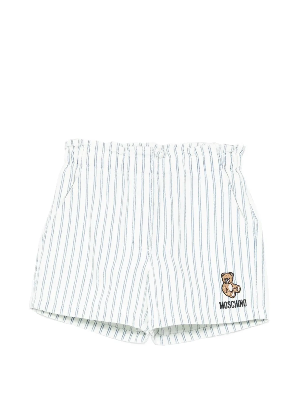 Moschino Kids teddy bear striped short - Bianco