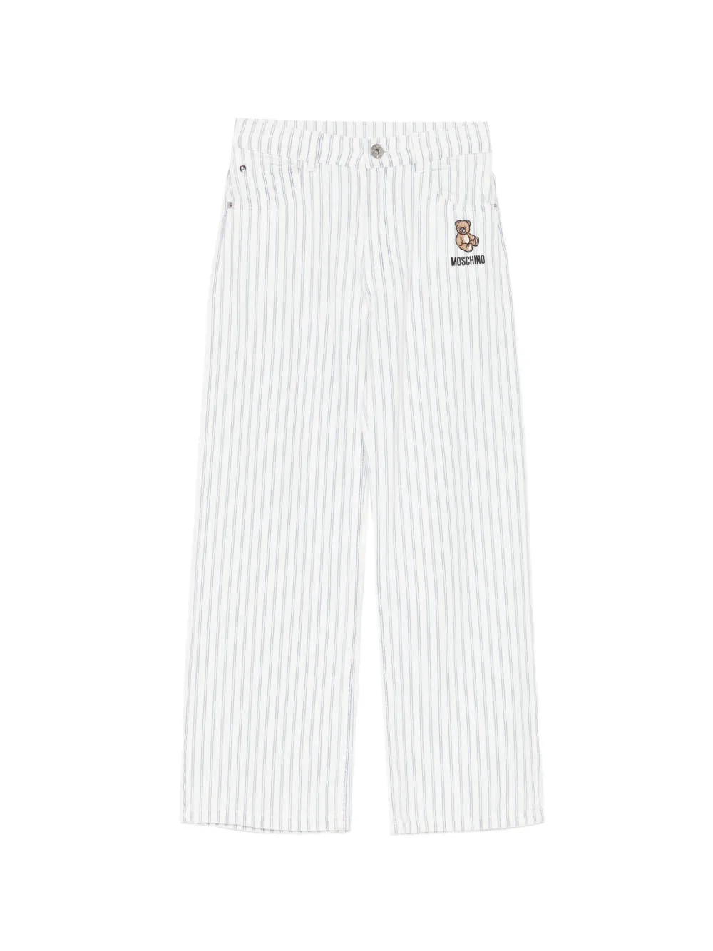 Moschino Kids striped jeans - Bianco