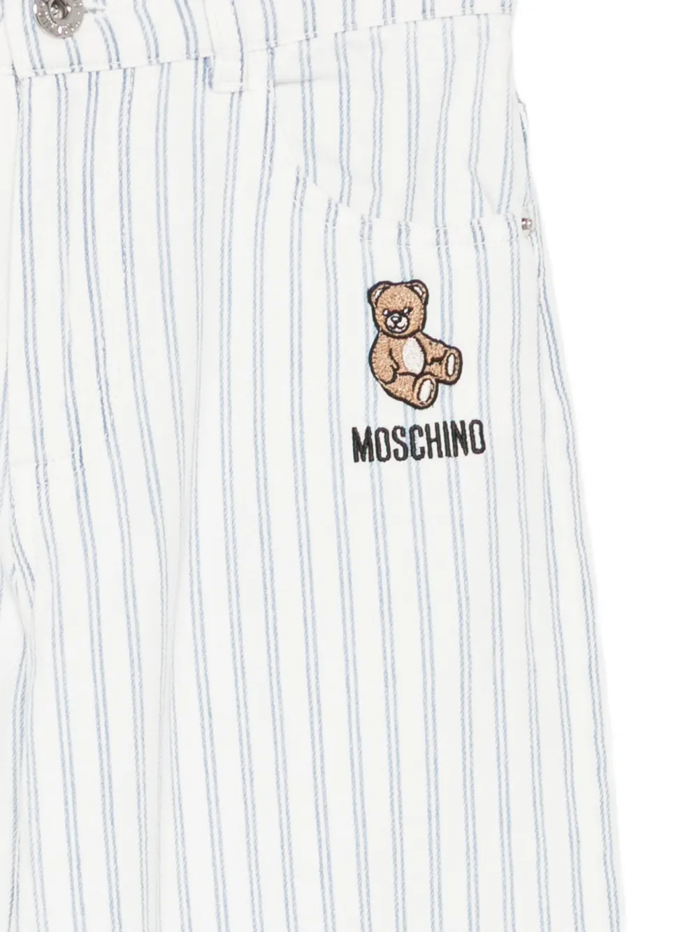 Moschino Kids Gestreepte jeans Wit
