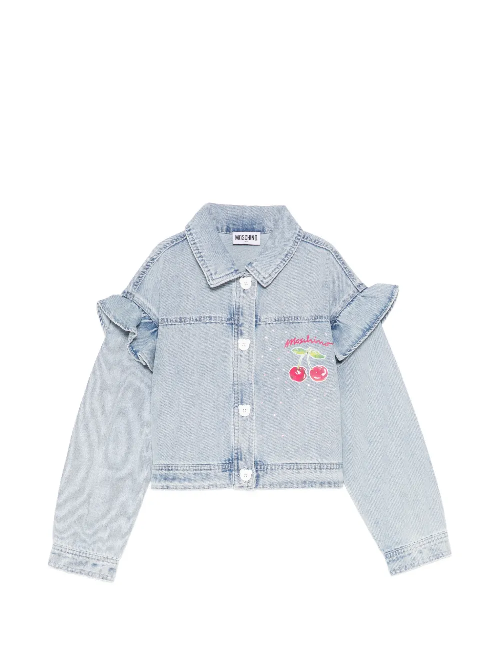 Moschino Kids cherry-print denim jacket - Blau