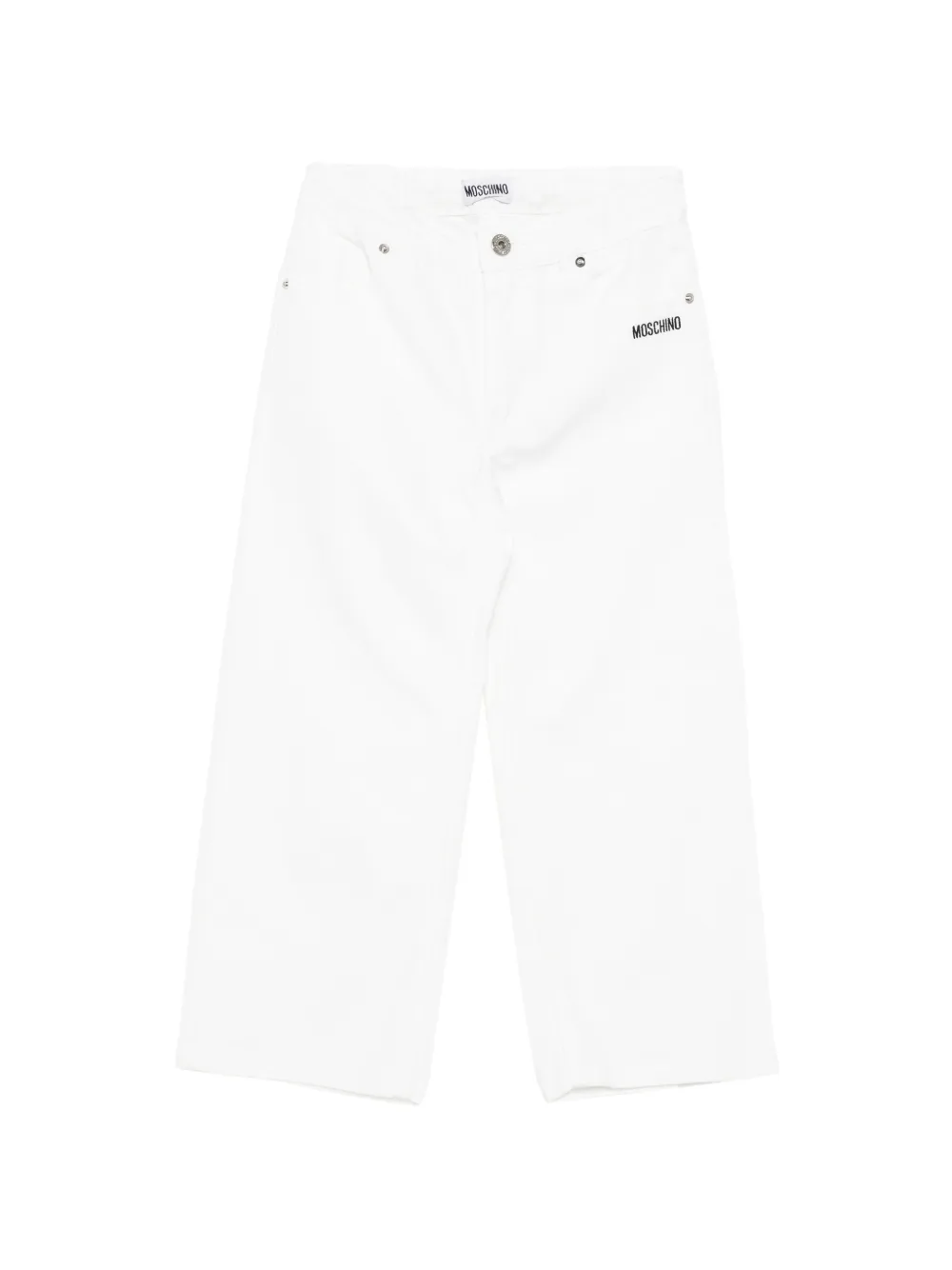Moschino Kids logo-embroidered jeans - Bianco