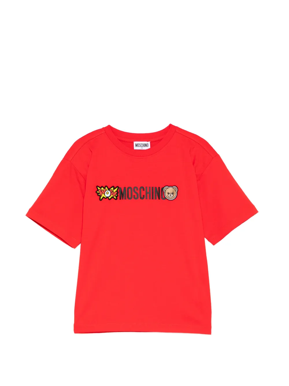 Moschino Kids logo-patched short-sleeve T-shirt - Rosso