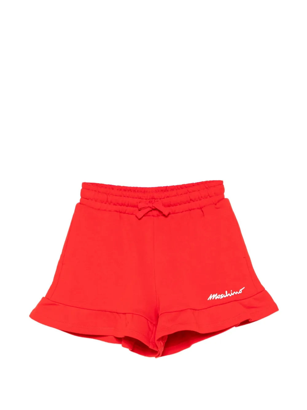 Moschino Kids logo ruffled short - Rosso