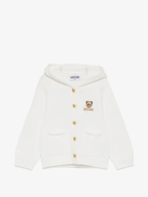 Moschino Kids logo-embroidered hooded cardigan