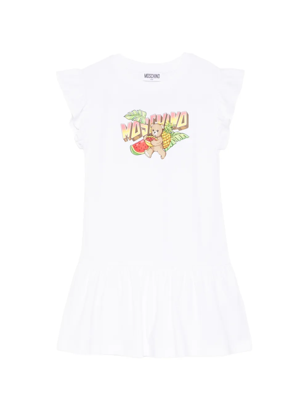 Moschino Kids teddy-print dress - Bianco