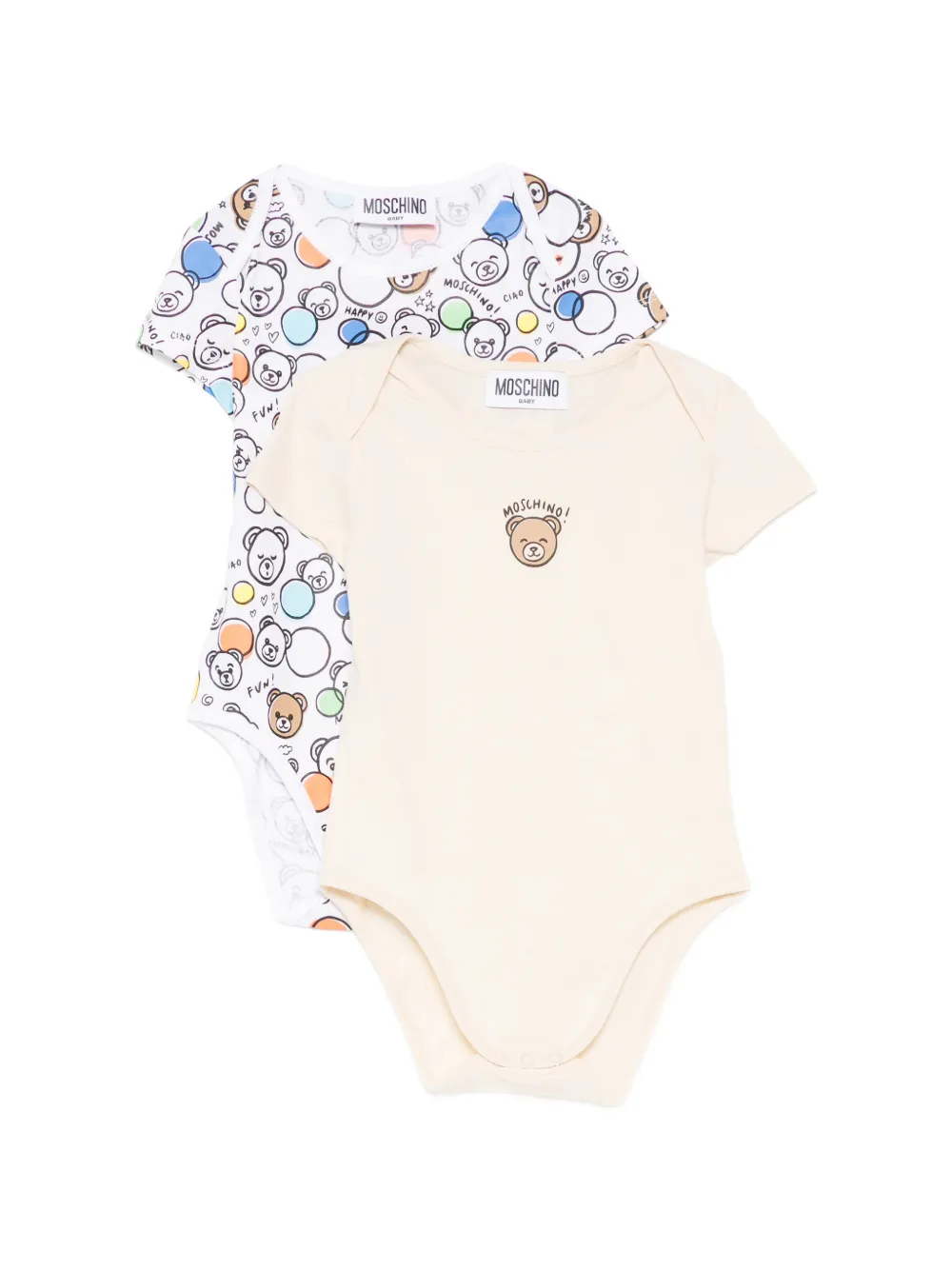 Moschino Kids teddy-print bodies (set of two) - Bianco
