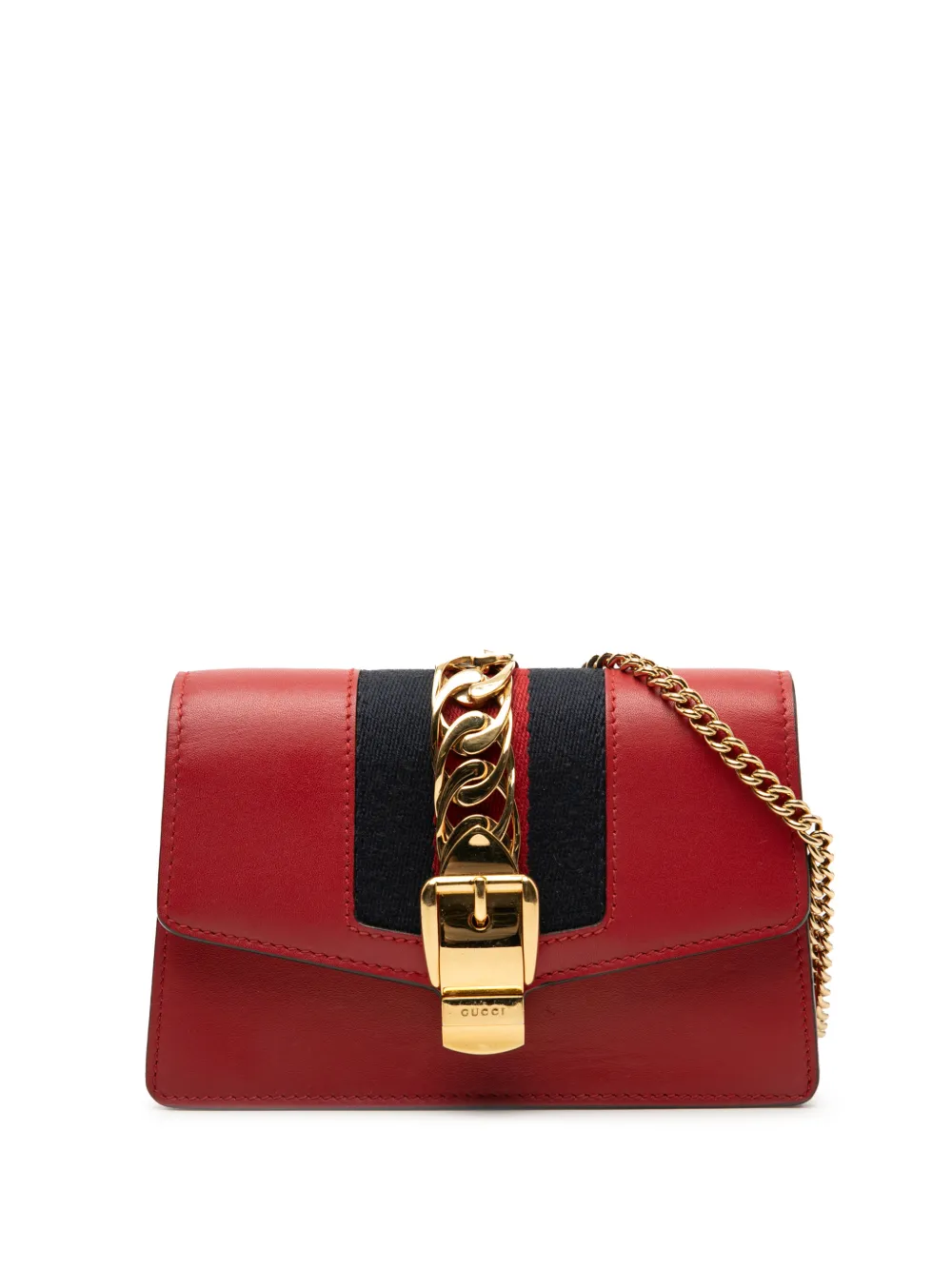 Gucci Pre-Owned Borsa a tracolla Sylvie super mini in pelle con catena 2016-2025 - Rosso