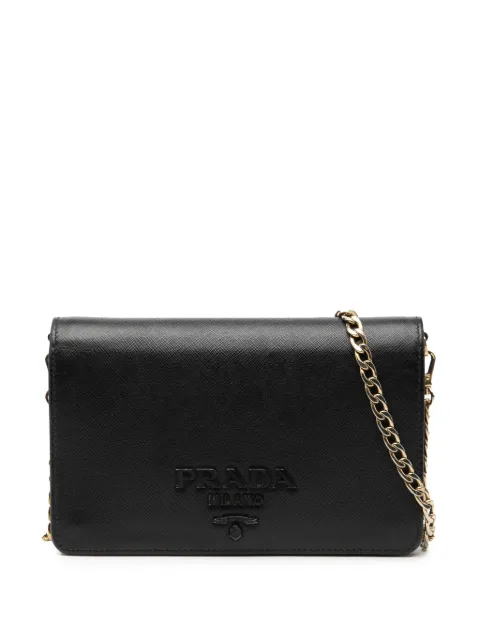 Prada Pre-Owned 2010-2026 Saffiano Lux Monochrome Wallet on Chain crossbody bag