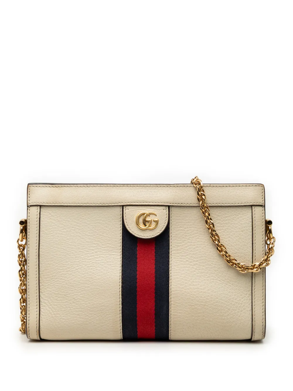 Gucci Pre-Owned Borsa a tracolla Ophidia piccola in pelle di vitello con catena 2016-2026 - Bianco