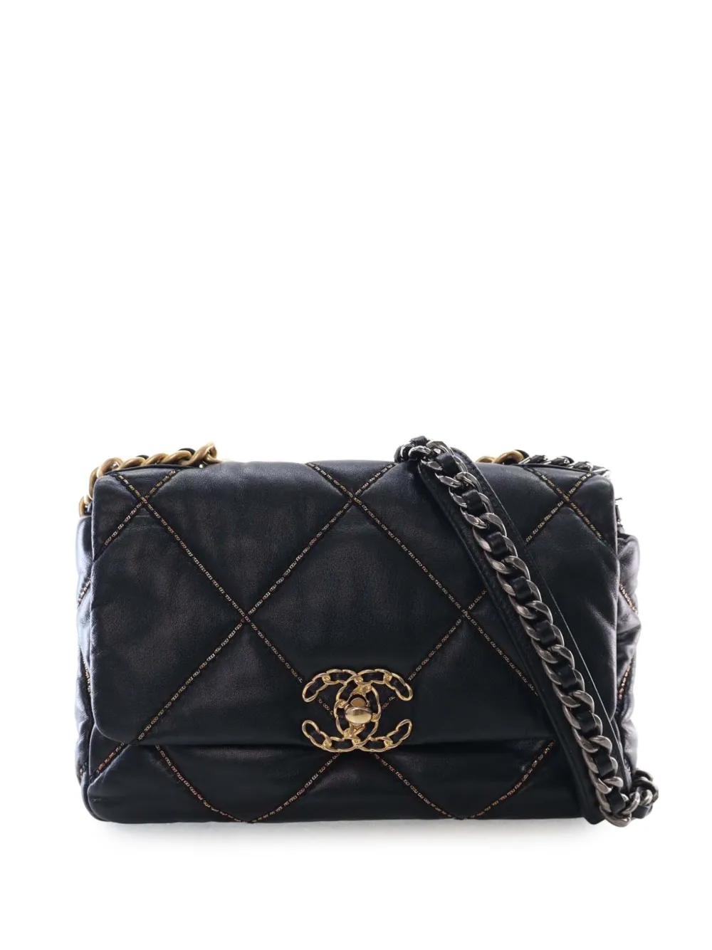 CHANEL Pre-Owned 2021-2025 Medium Lambskin 19 Flap satchel - Nero