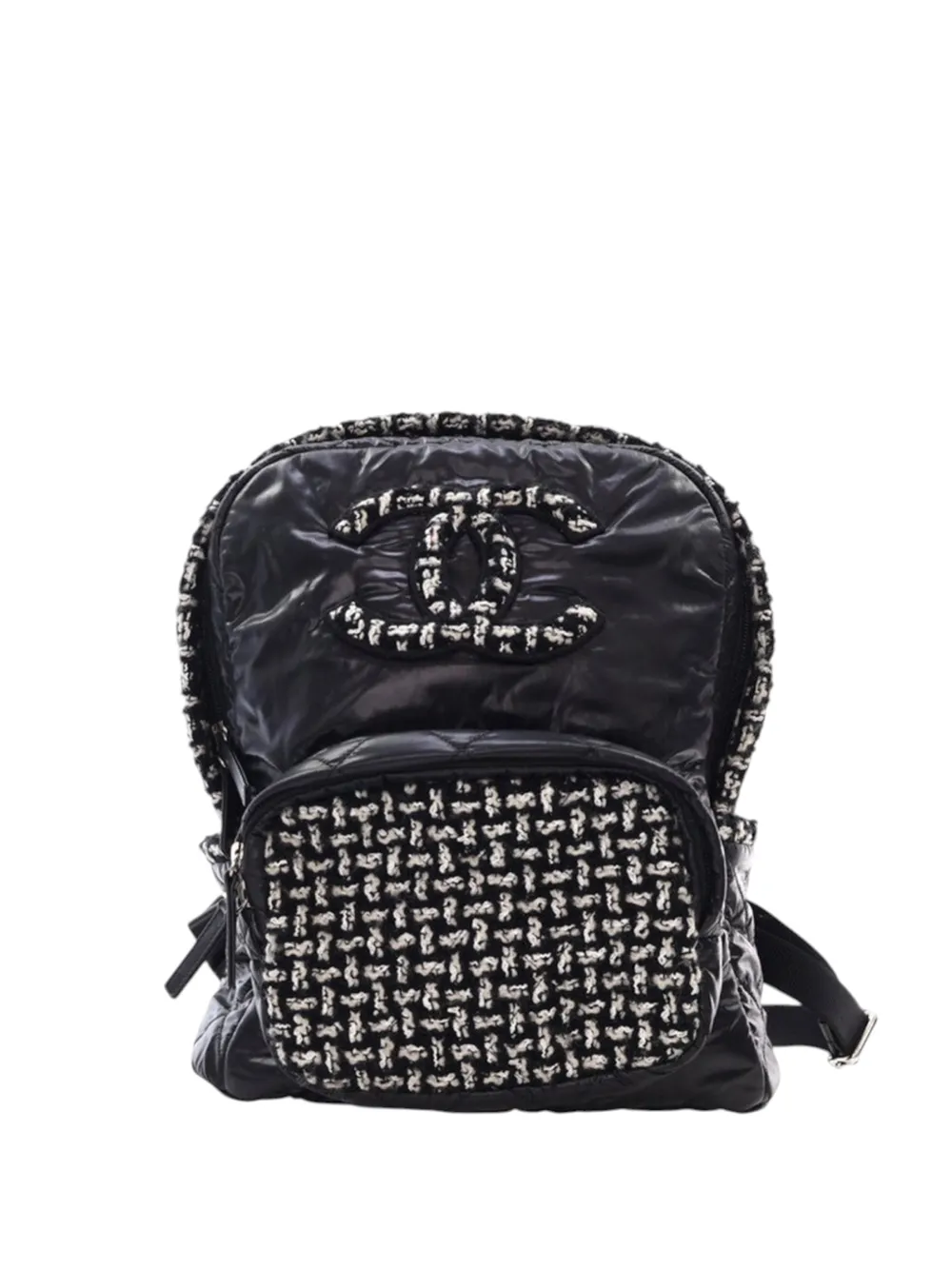 CHANEL Pre-Owned 2020 Nylon and Tweed Coco Neige backpack - Nero