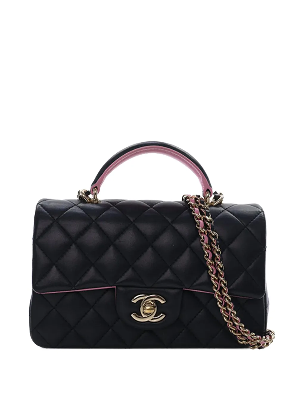CHANEL Pre-Owned 2021-2025 Mini Rectangular Classic Lambskin Top Handle Flap satchel - Nero