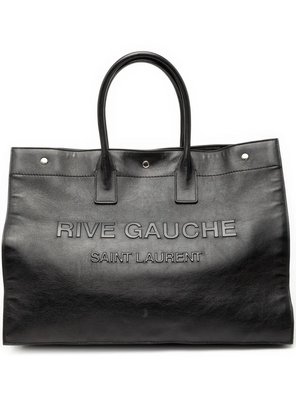 Saint Laurent Pre-Owned Borsa tote Rive Gauche grande in pelle di vitello 2020 - Nero