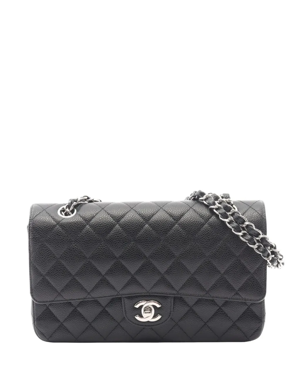 CHANEL Pre-Owned Borsa a spalla Classic Double Flap media in pelle Caviar 2016-2017 - Nero