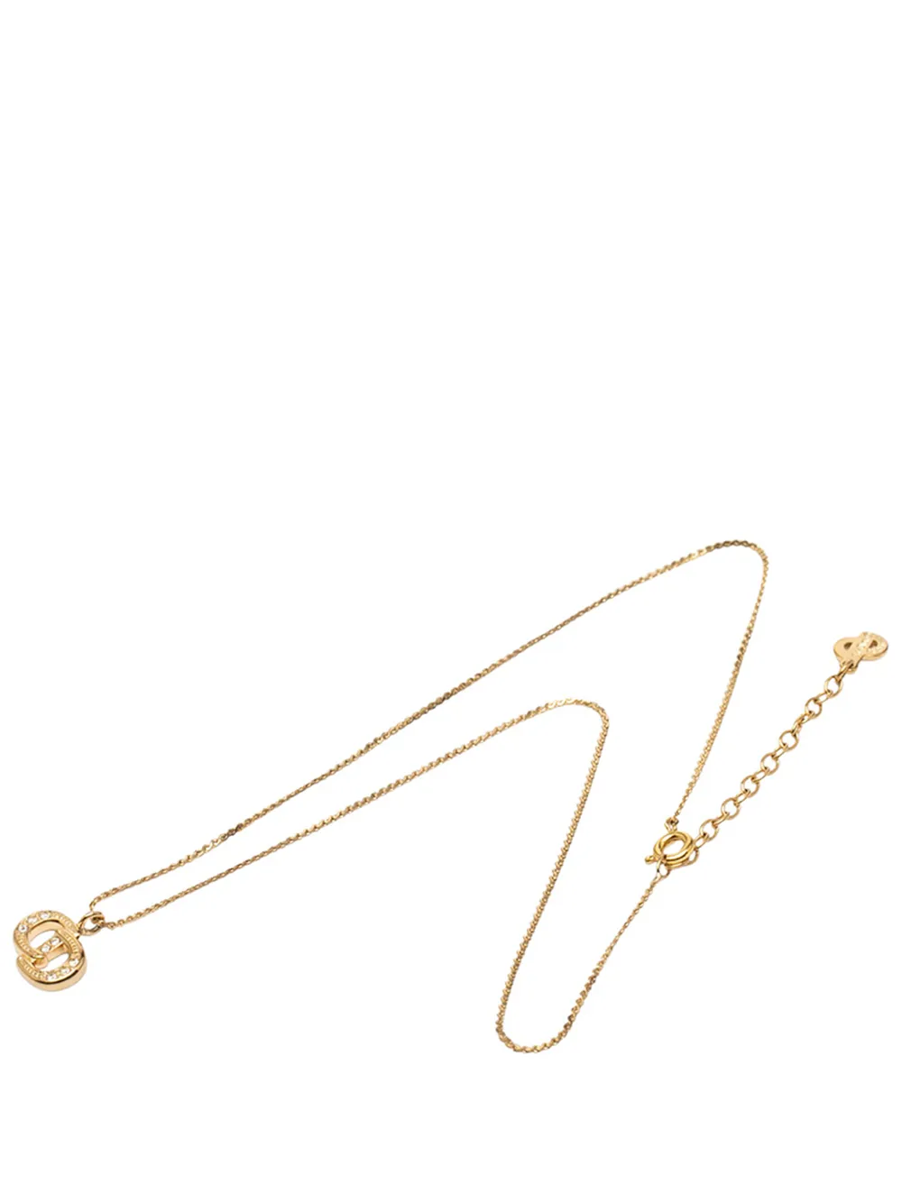 Christian Dior Pre-Owned 20th Century Gold Plated Rhinestone CD Logo Pendant Necklace costume necklace