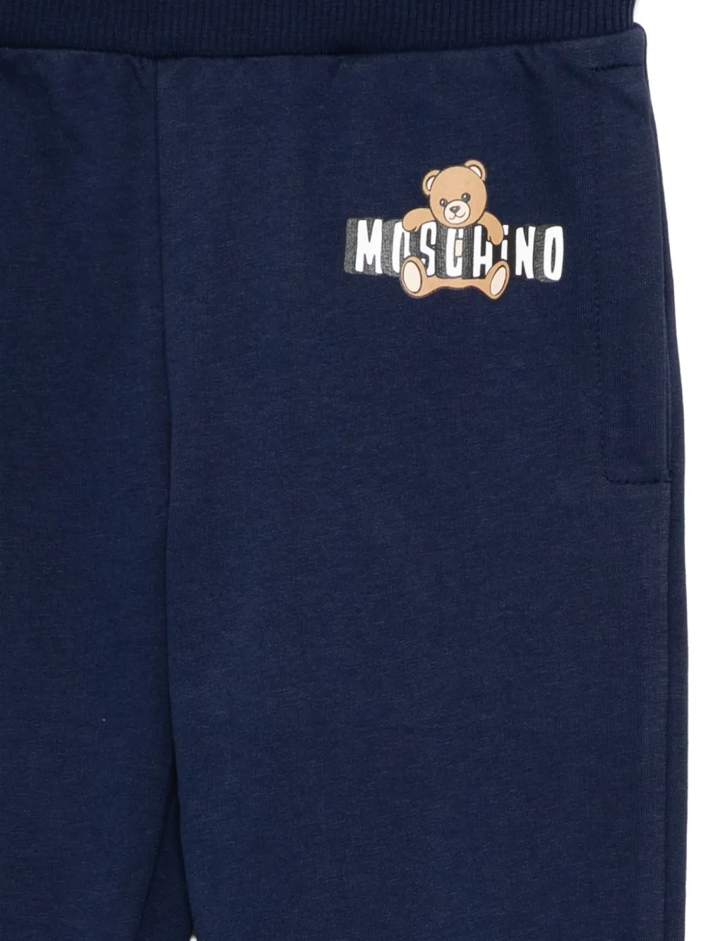 Moschino Kids Trainingsbroek met teddybeerprint Blauw