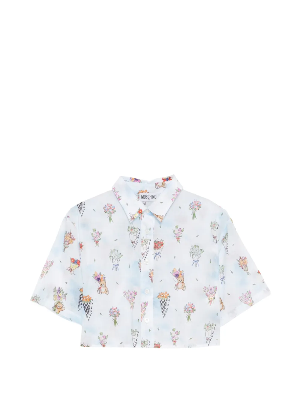 Moschino Kids teddy bear floweral shirt - Weiß