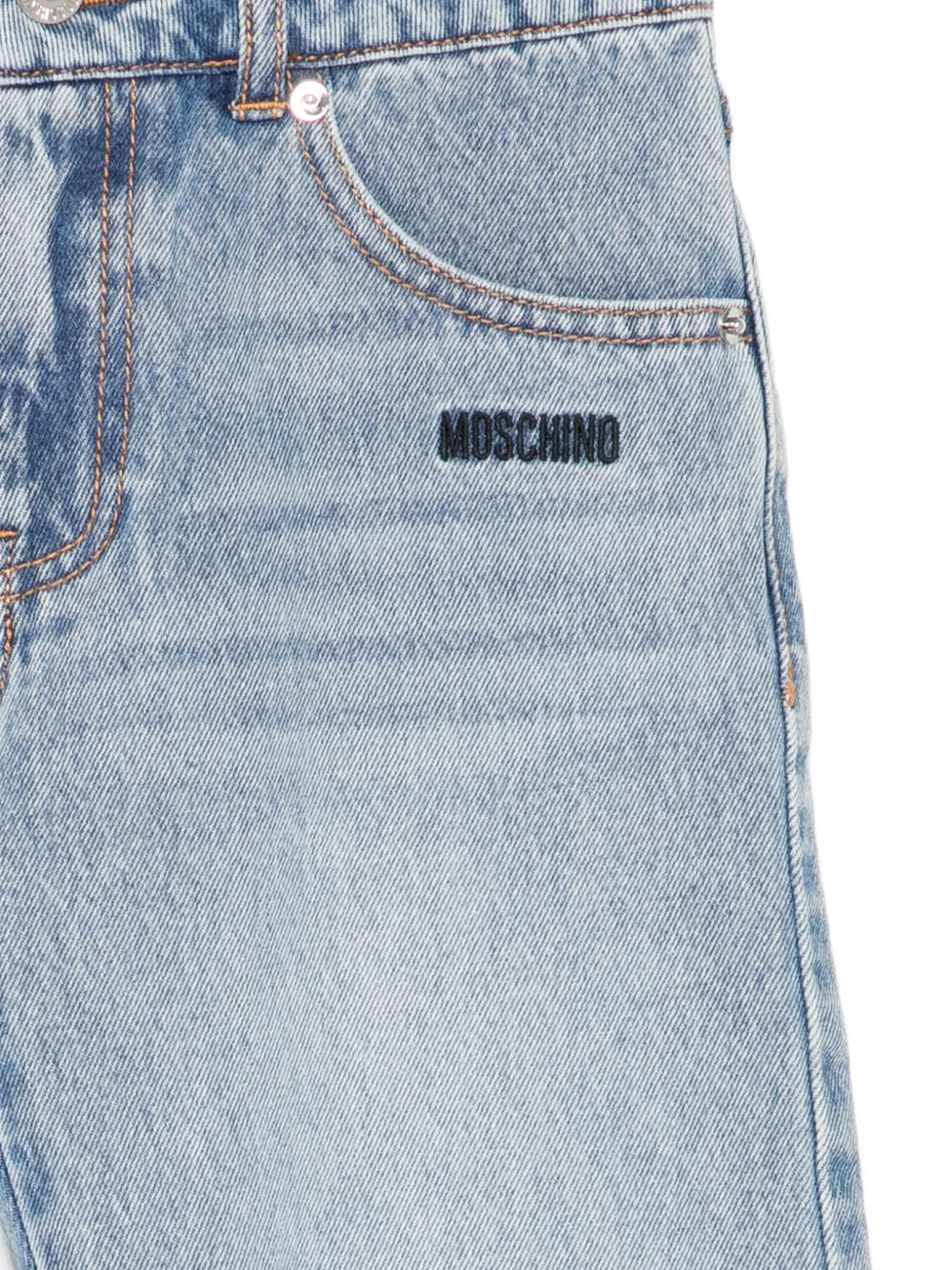 Moschino Kids Gerafelde spijkershorts Blauw