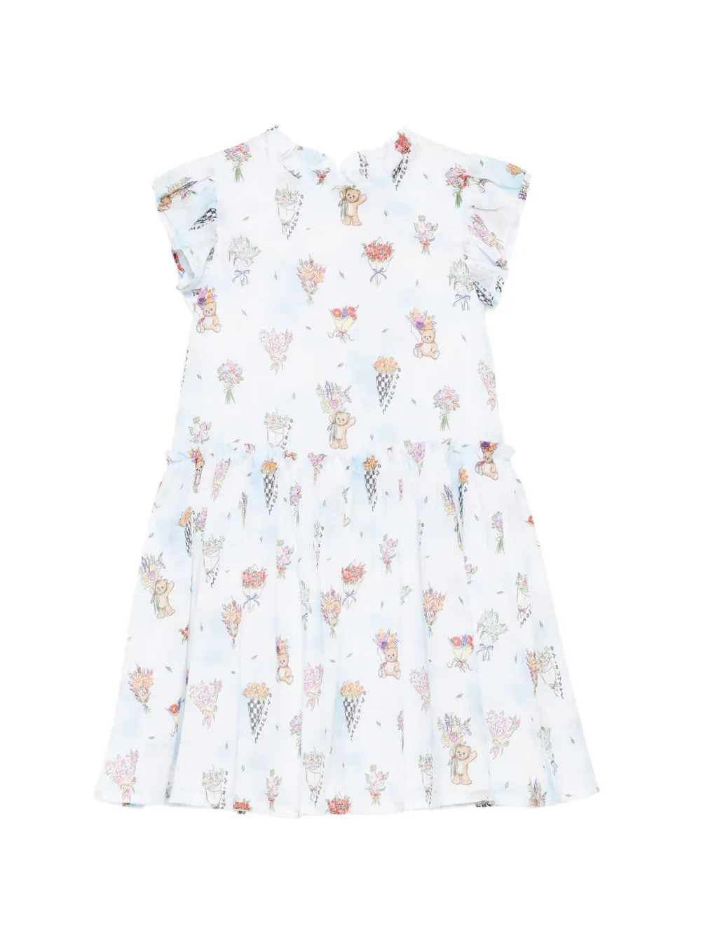 Moschino Kids ruffled floral print dress - Bianco