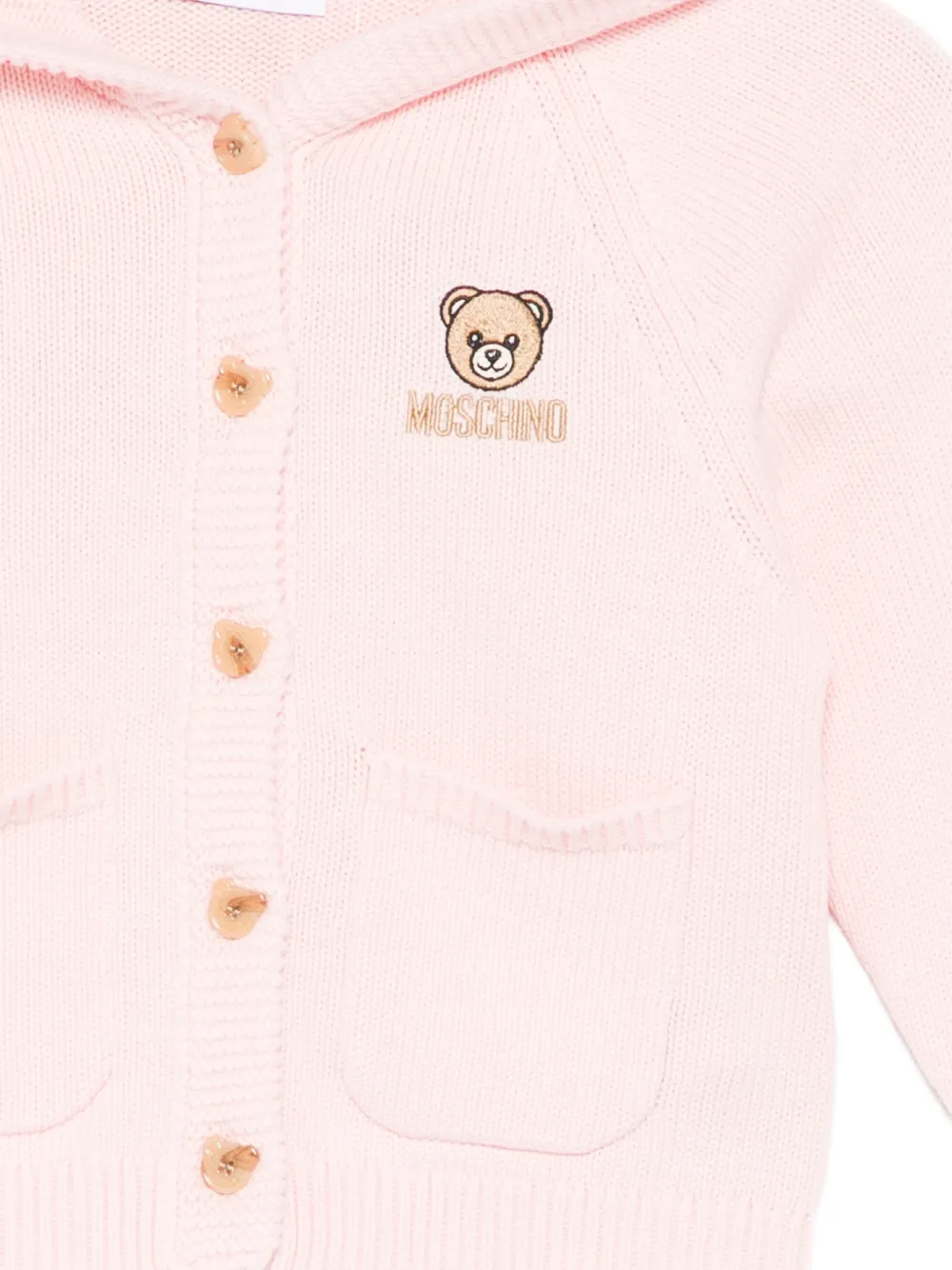 Moschino Kids Gebreide hoodie met teddybeer Roze