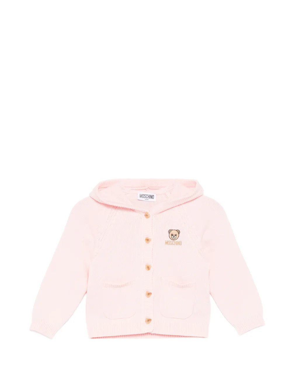 Moschino Kids teddy bear knitted hoodie - Rosa