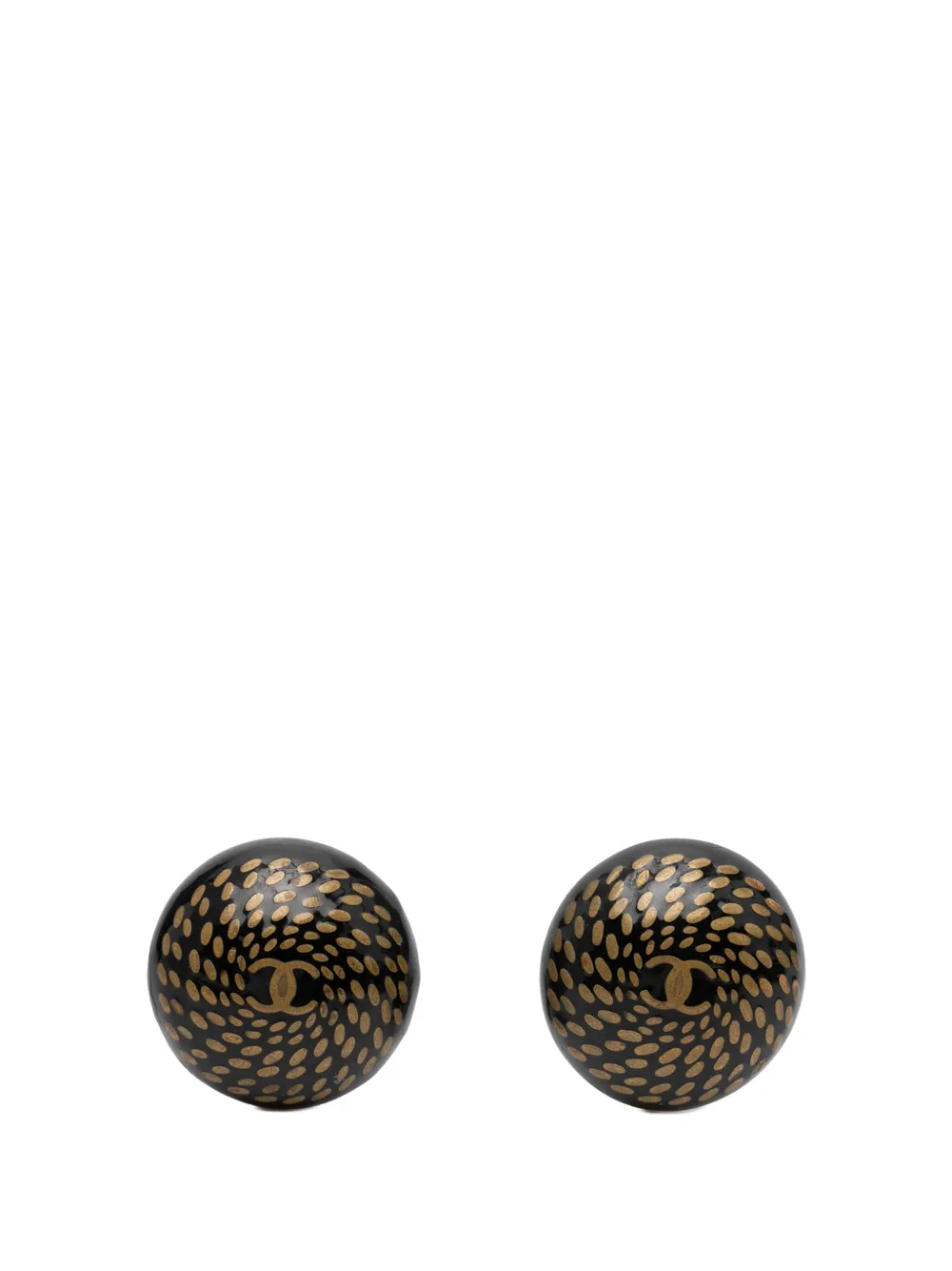CHANEL Pre-Owned 1997 CC Resin and Gold Plated Button Clip On Earrings costume earrings - Nero