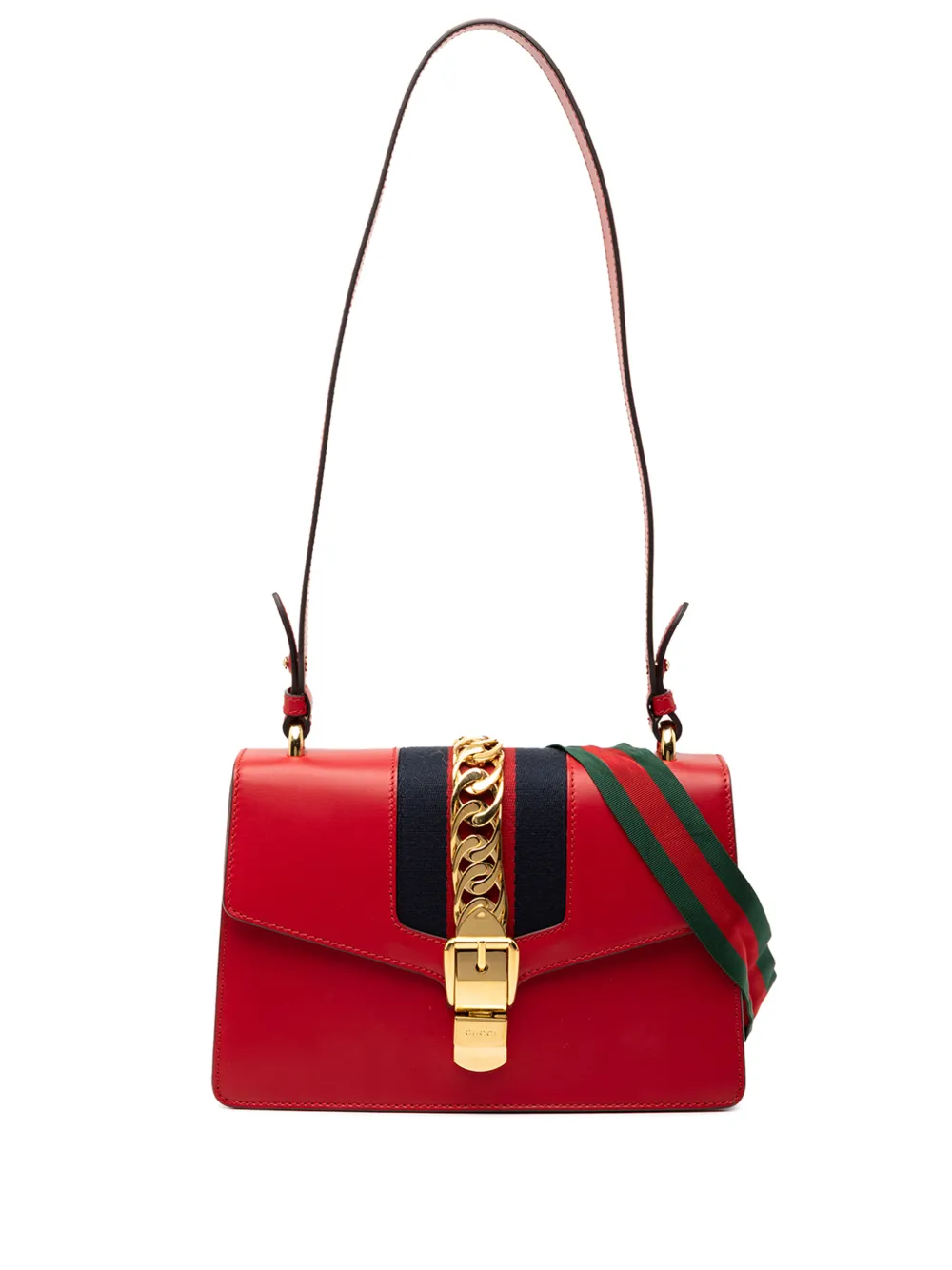 Gucci Pre-Owned Borsa a tracolla Sylvie piccola in pelle con decorazione Web 2016-2025 - Rosso