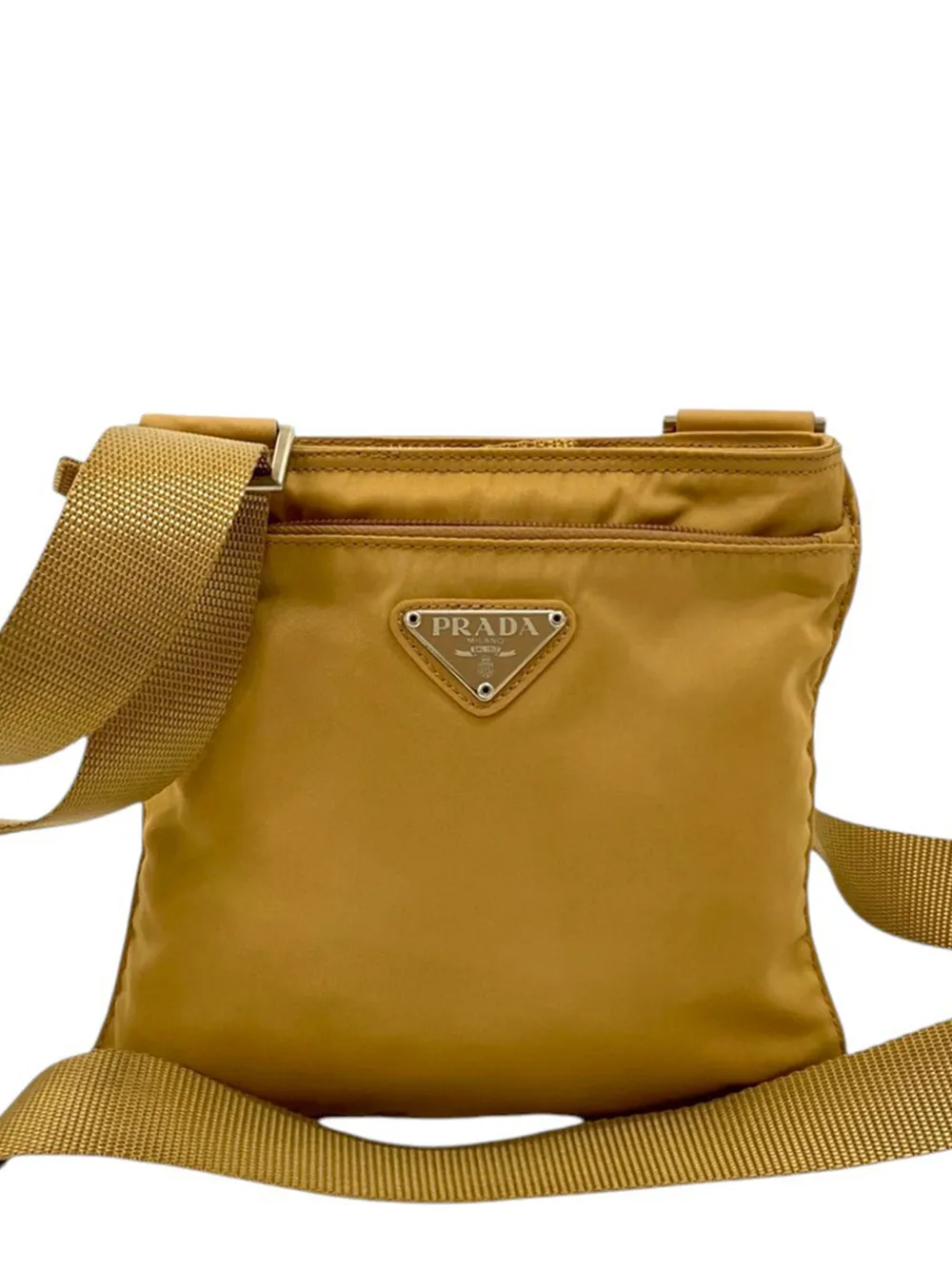 Prada Pre-Owned Borsa a tracolla in tessuto con zip 2000-2013 - Marrone