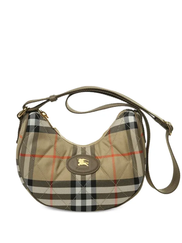 Burberry Horseshoe Quilted Check Crossbody Bag in Neutrals