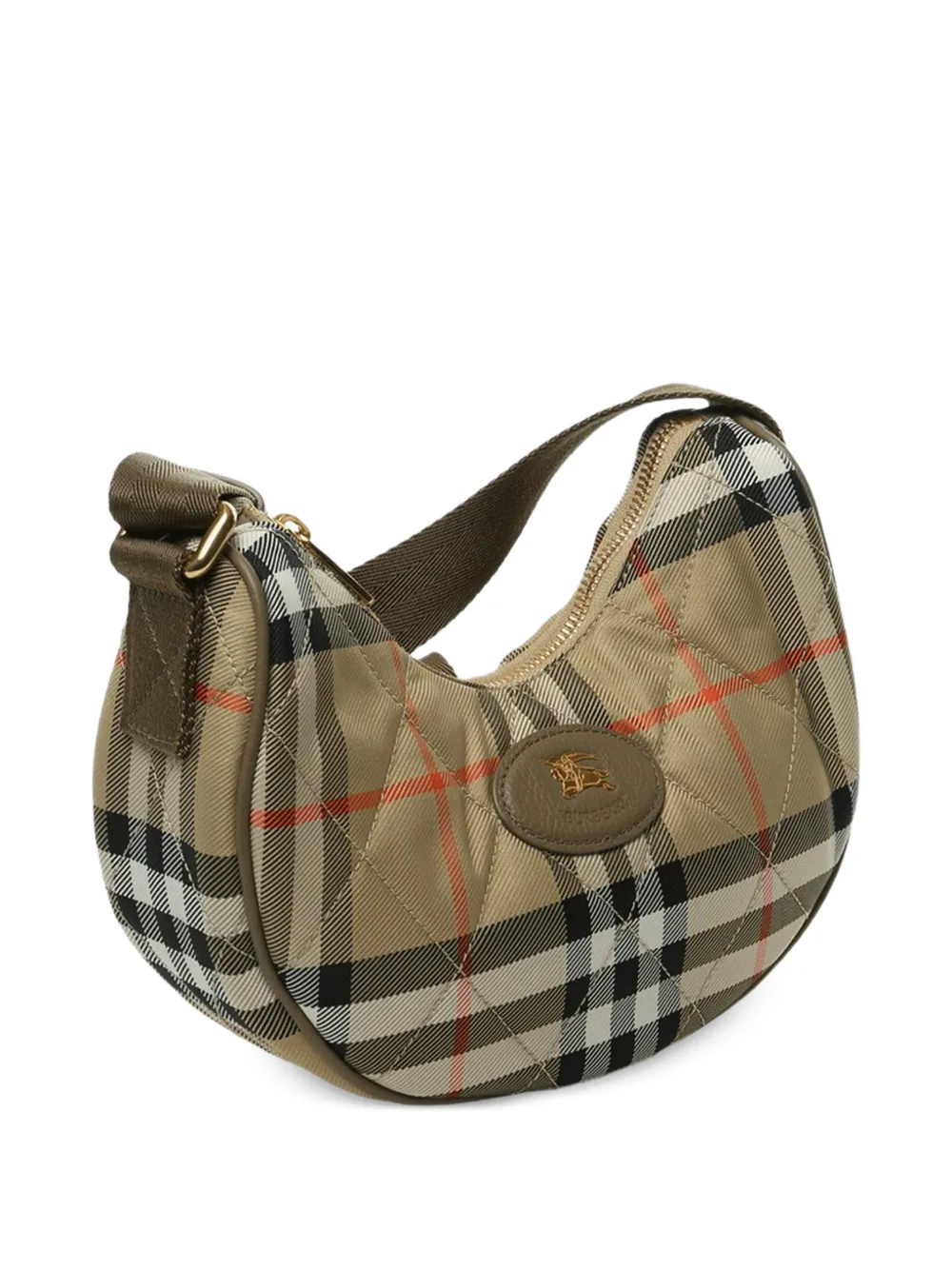 Burberry Horseshoe gewatteerde geruite crossbodytas Beige