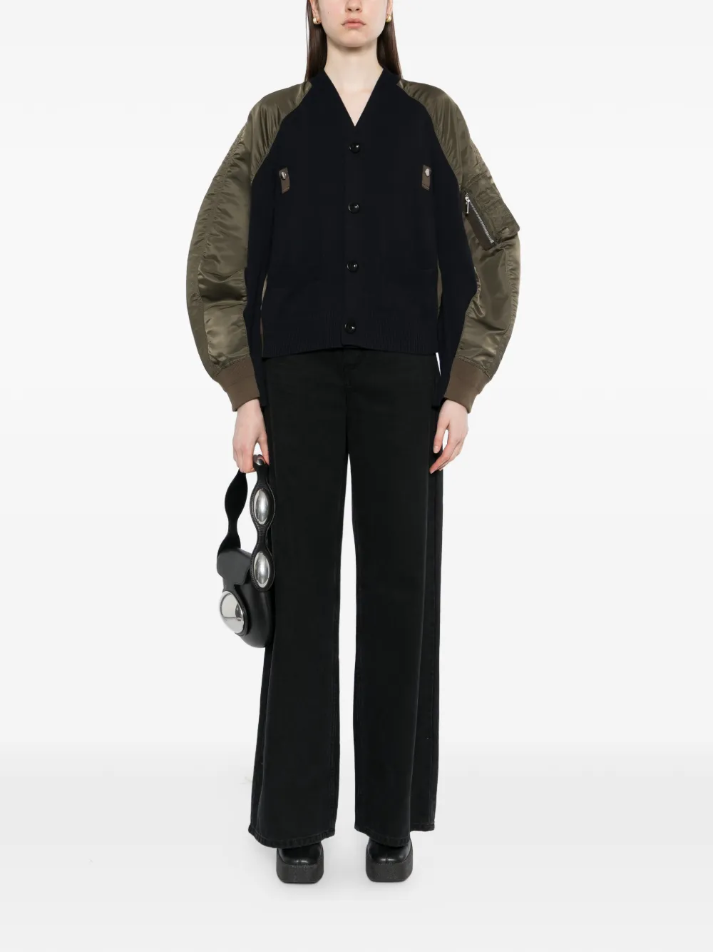  Sacai Twill Cardigan - Green 