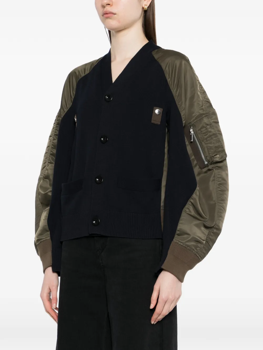  Sacai Twill Cardigan - Green 