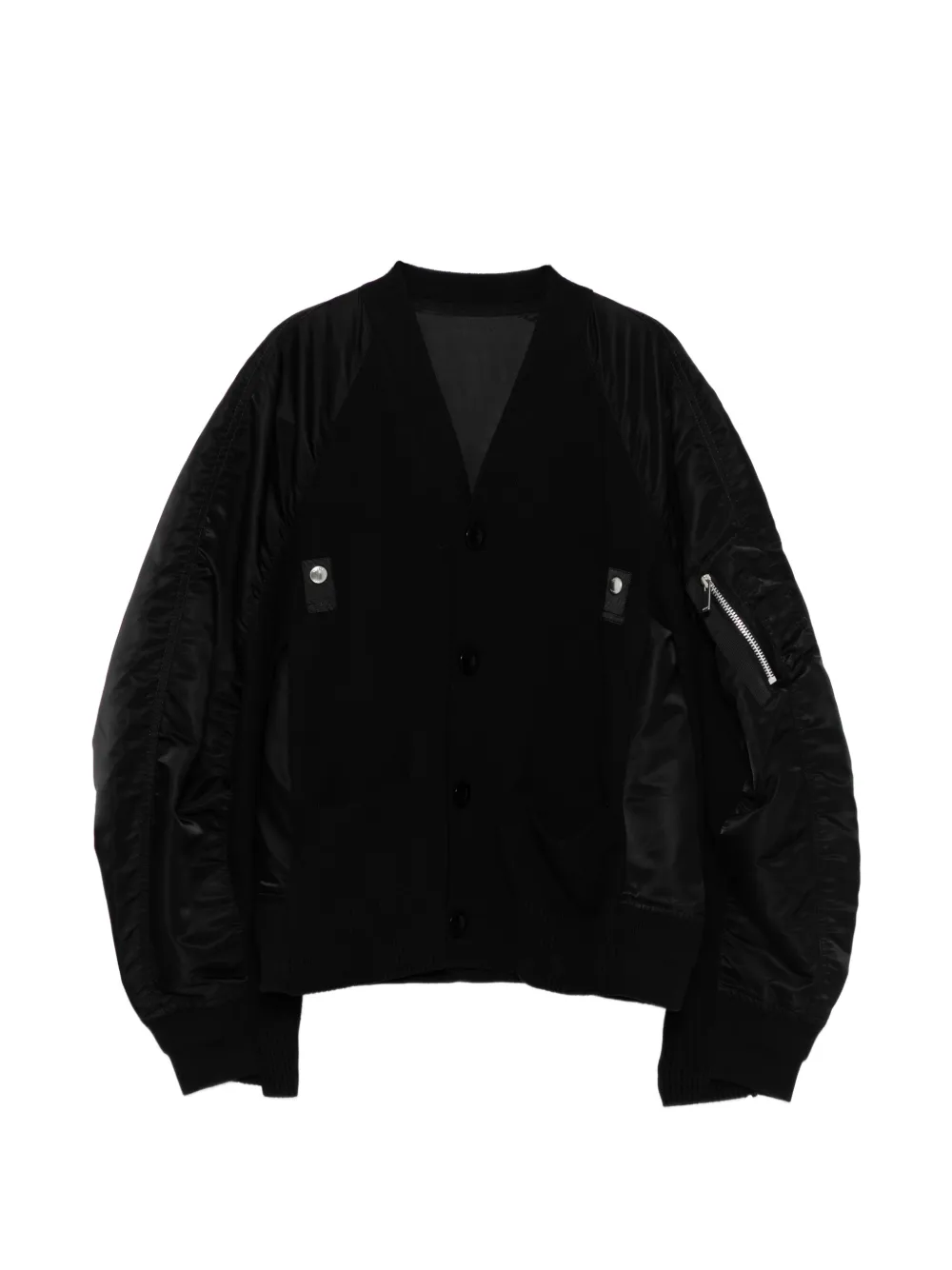 sacai panelled cardigan - Nero