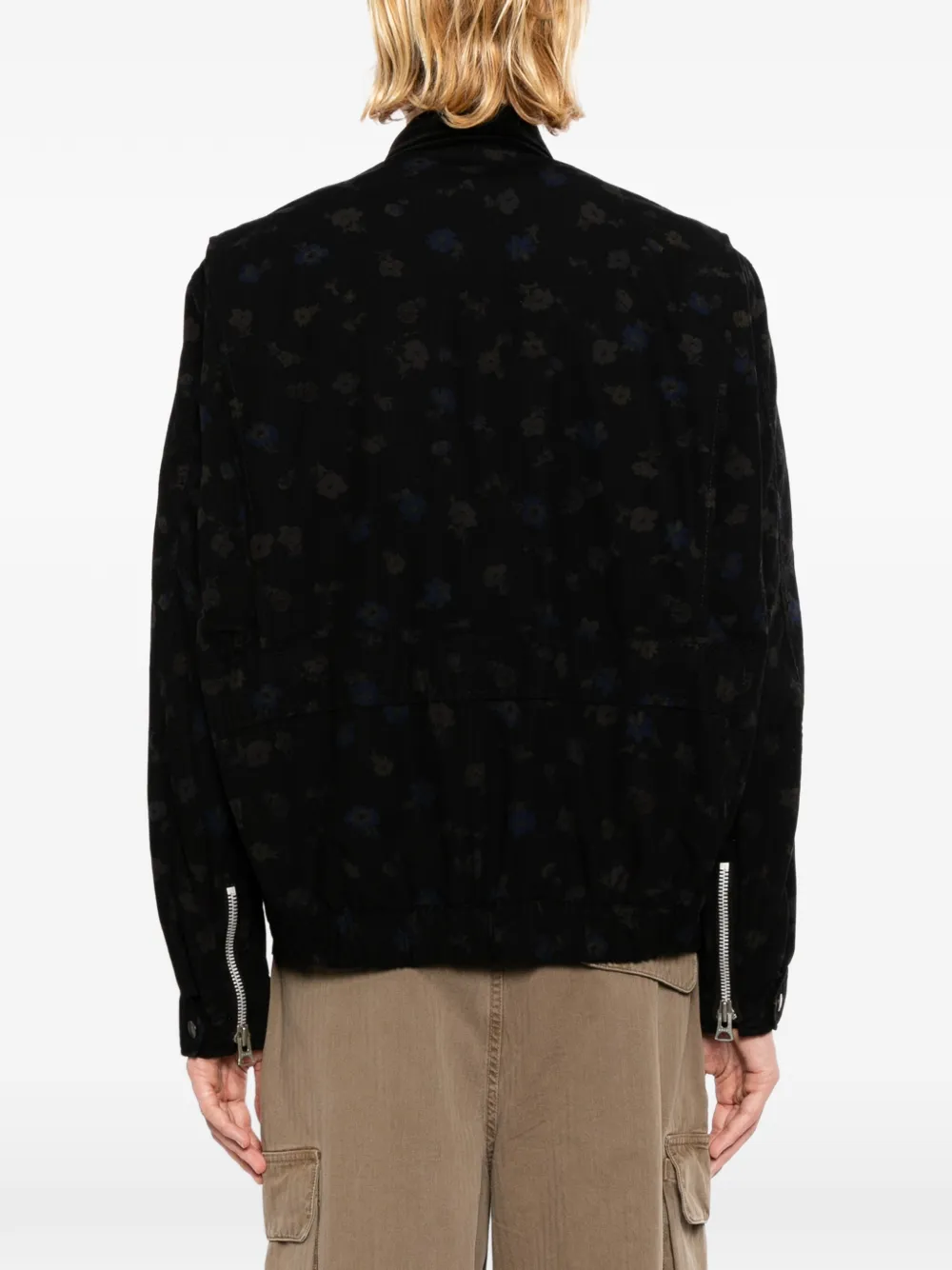 sacai Jack met hoge hals en bloemenprint Zwart