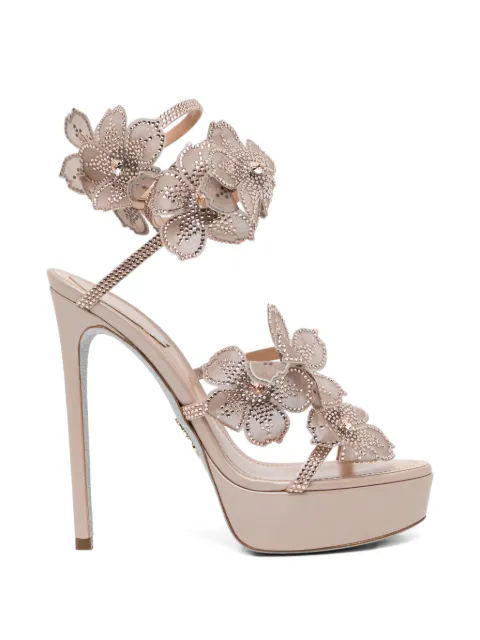 René Caovilla — 130mm crystal-embellished floral sandals
