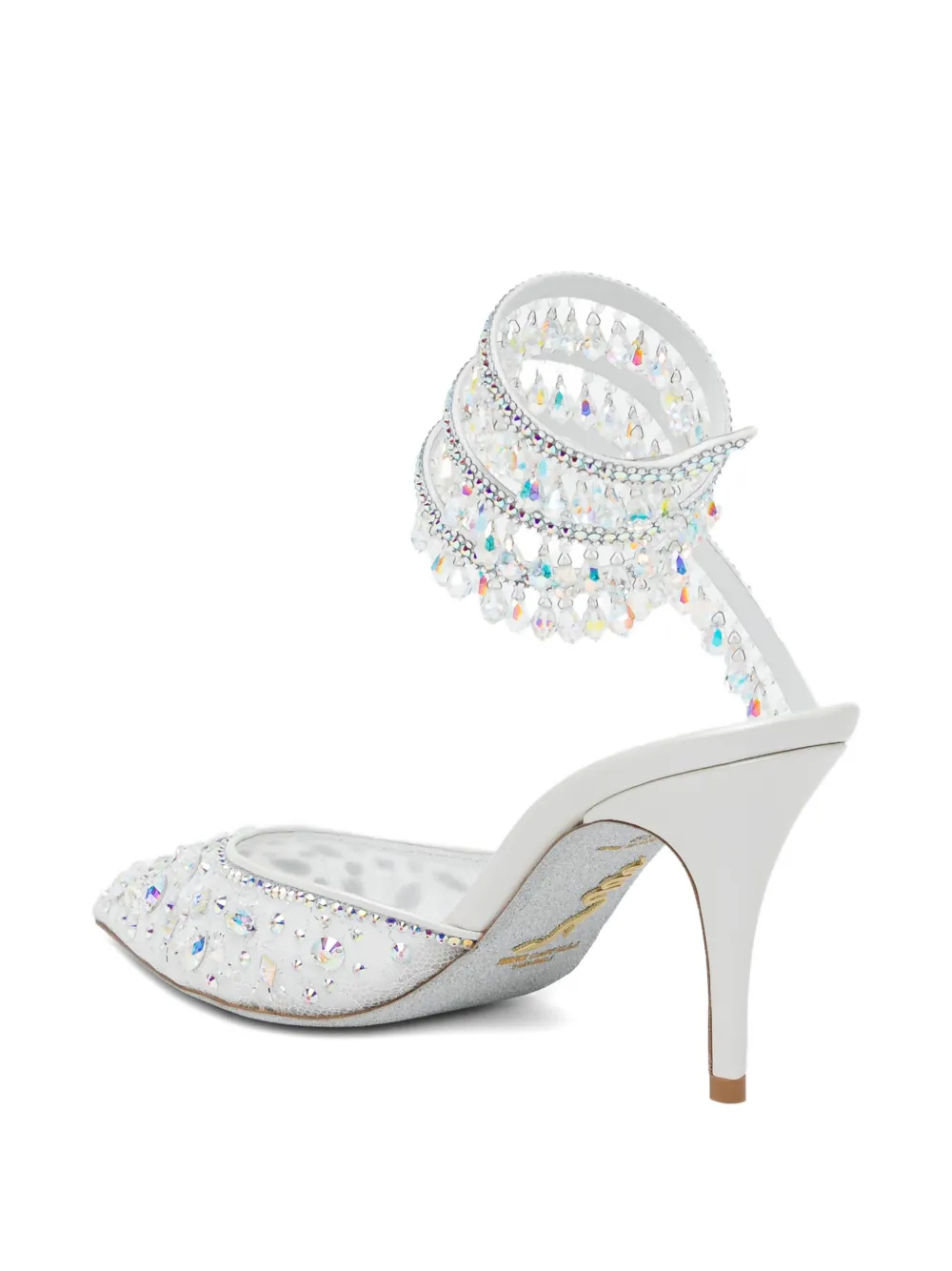René Caovilla 80mm crystal-embellished pumps Wit