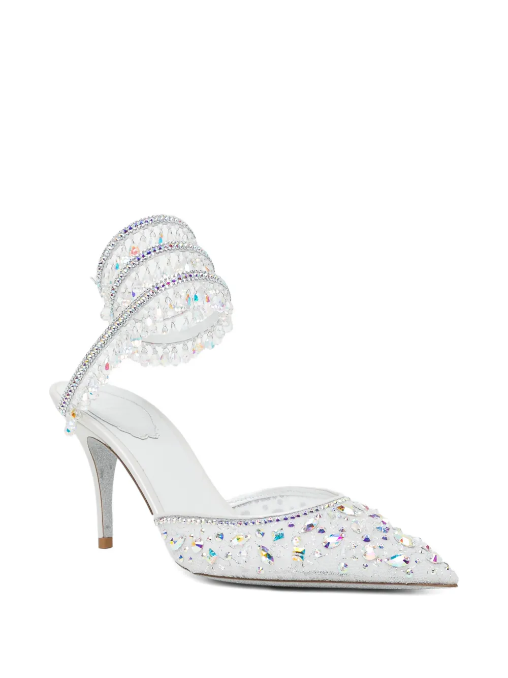 René Caovilla 80mm crystal-embellished pumps Wit