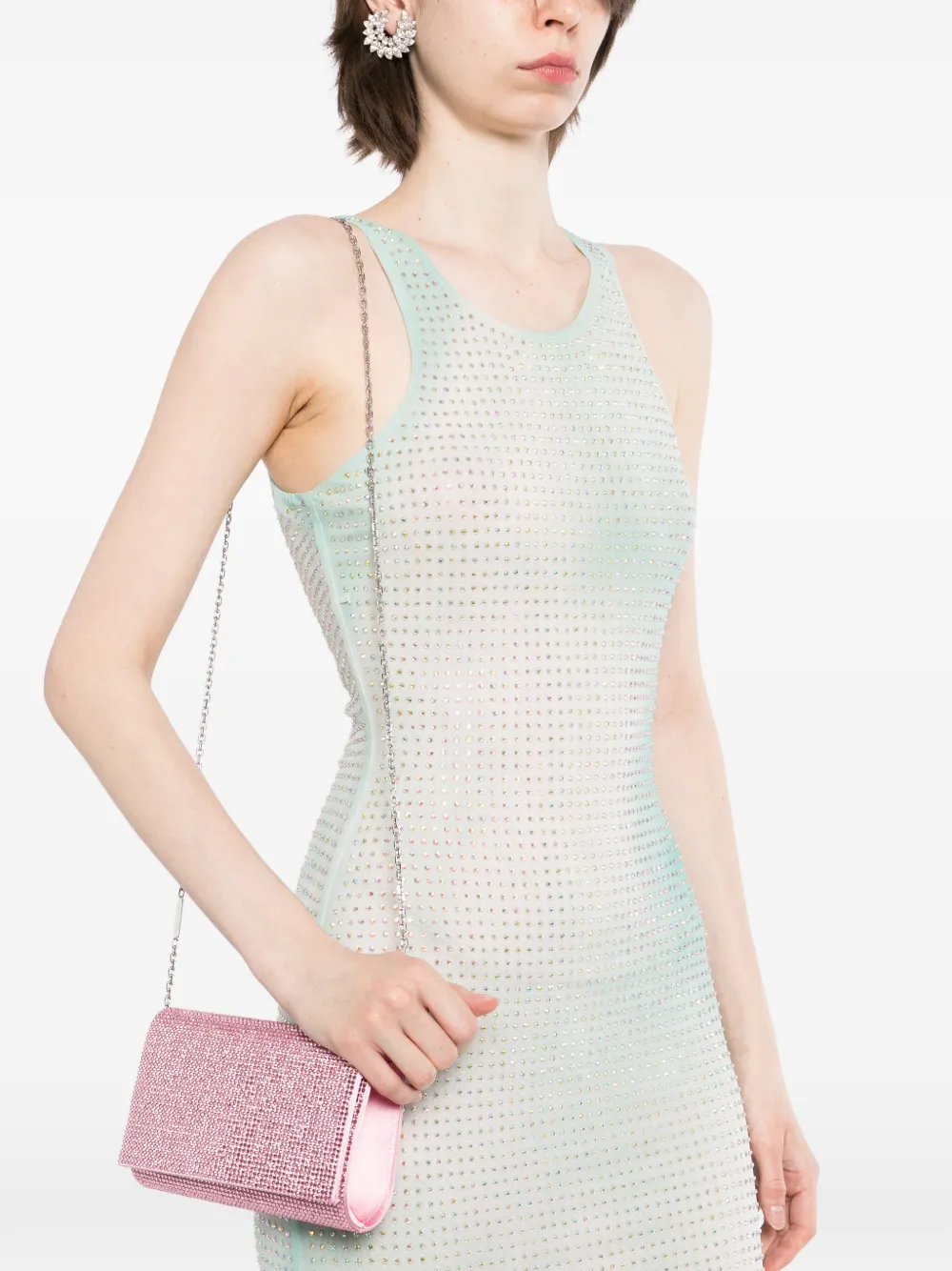 René Caovilla Clutch met kristallen Roze