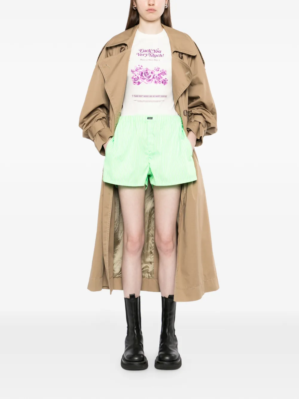 VETEMENTS Gestreepte shorts Groen