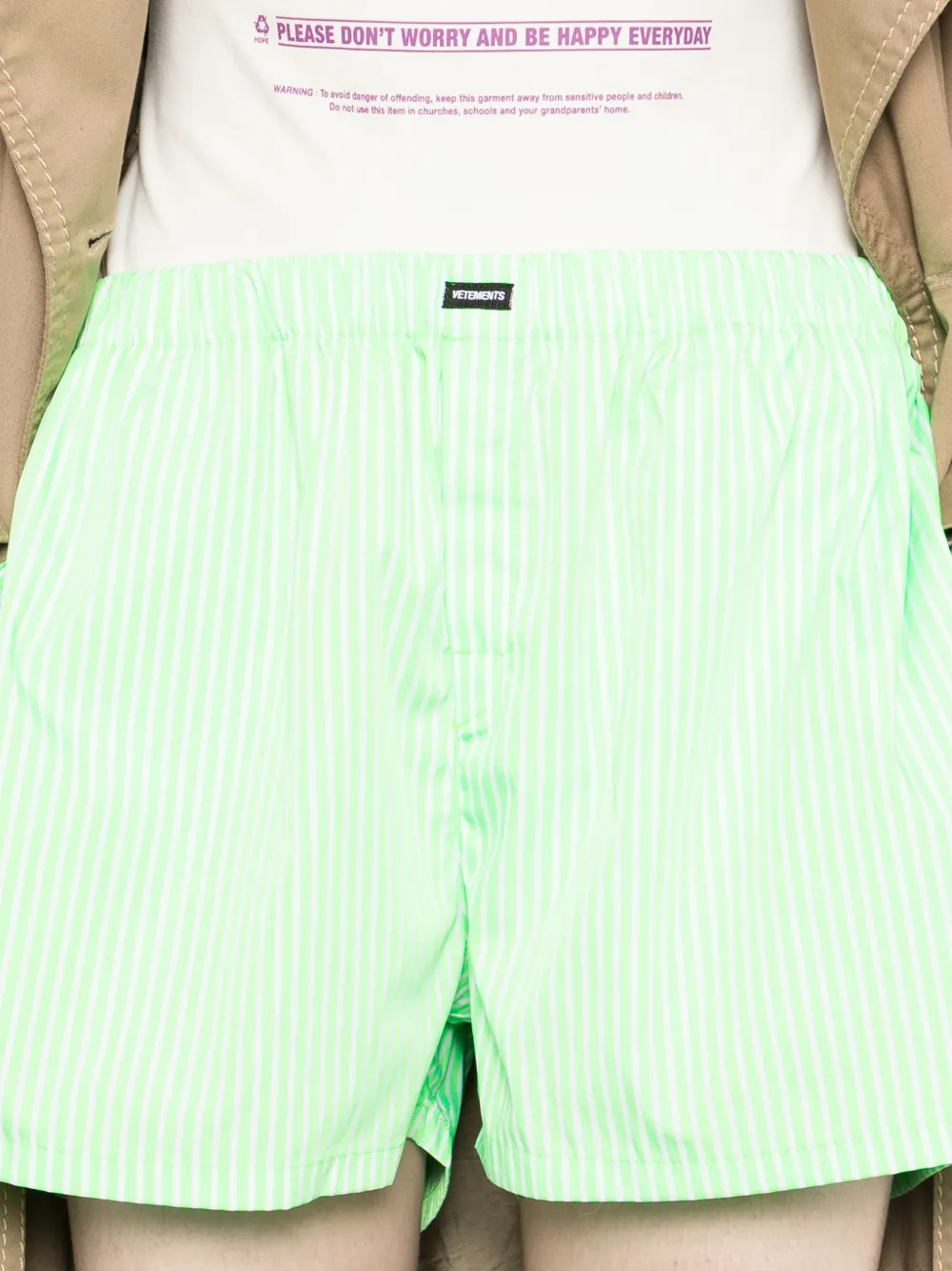 VETEMENTS Gestreepte shorts Groen