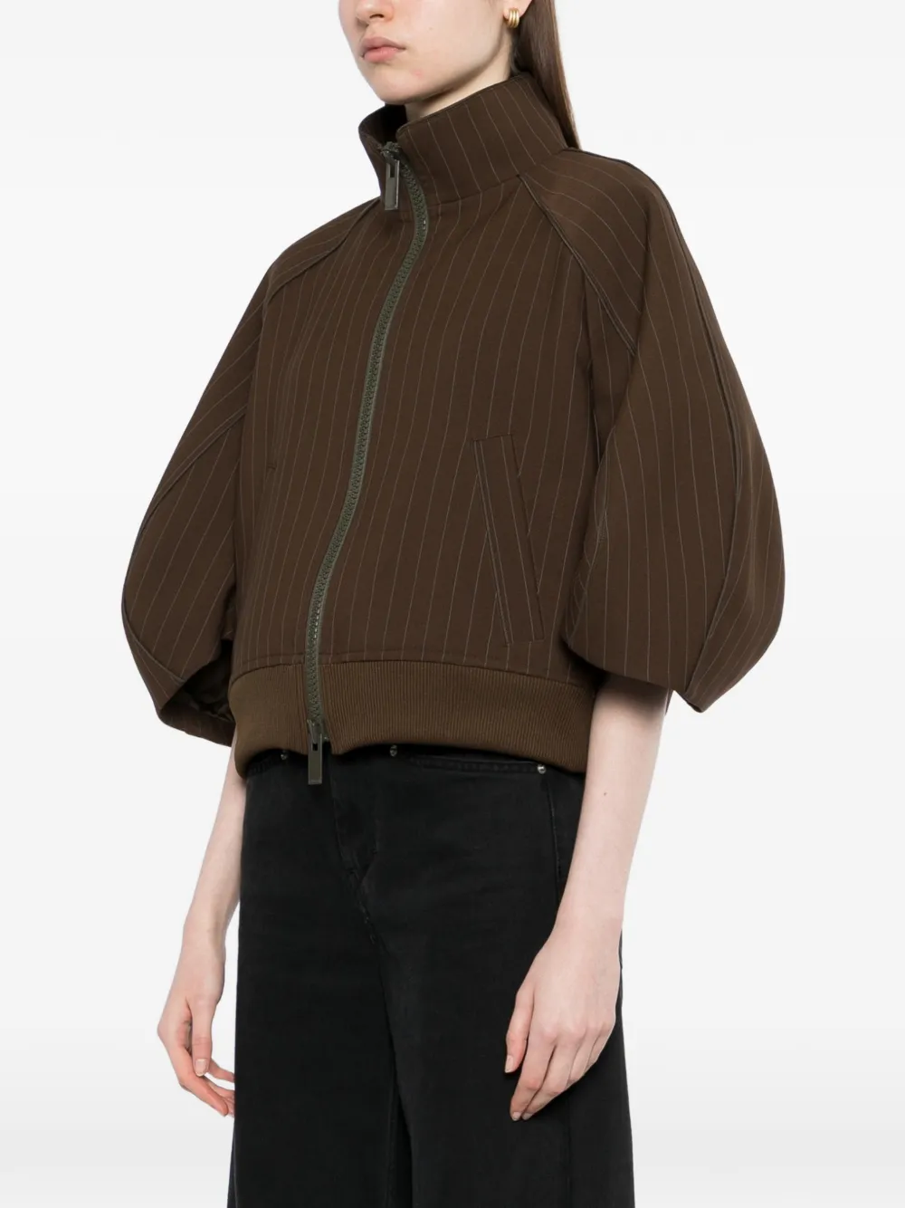  Sacai Pinstriped Jacket - Brown 